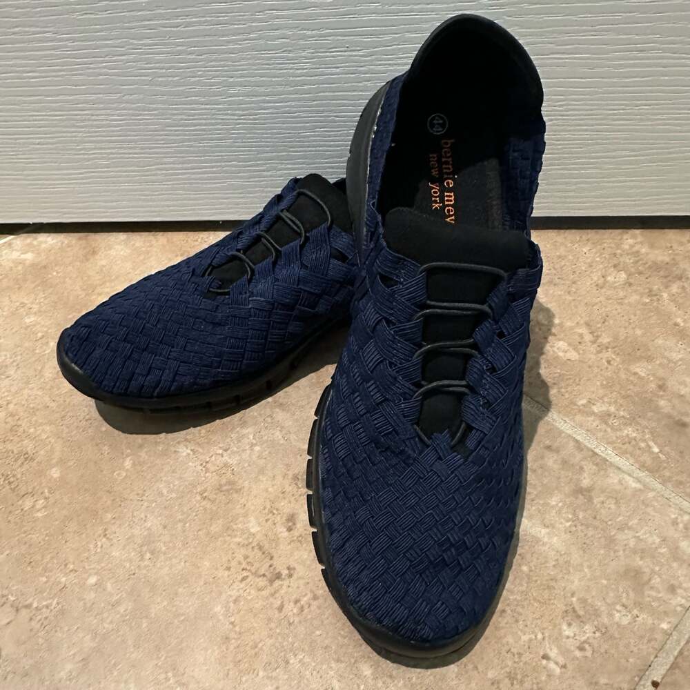 Bernie Mev Victor Woven Slip-On Sneakers Navy Size 44